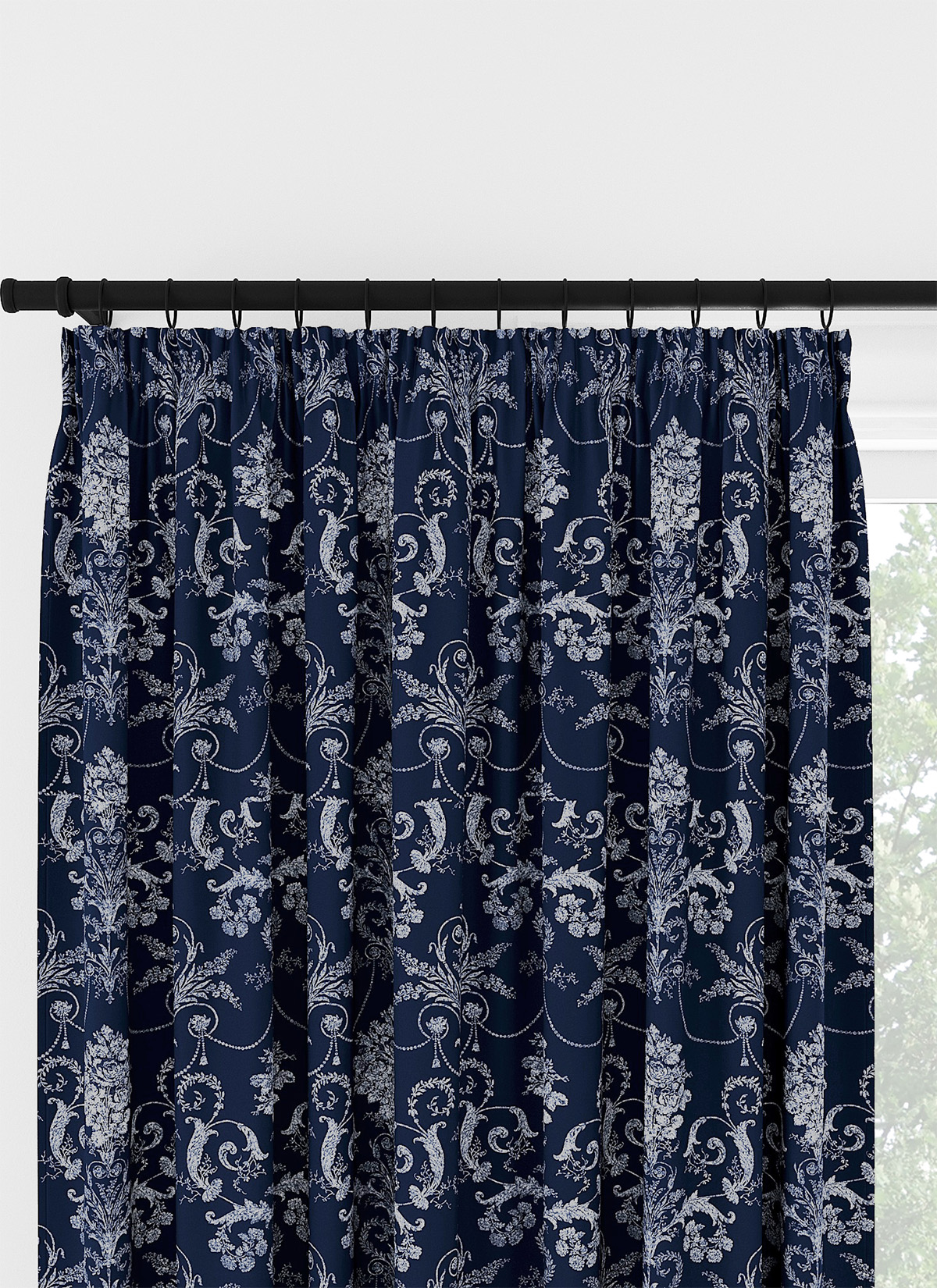 Laura Ashley Josette Midnight Pencil Pleat Curtain