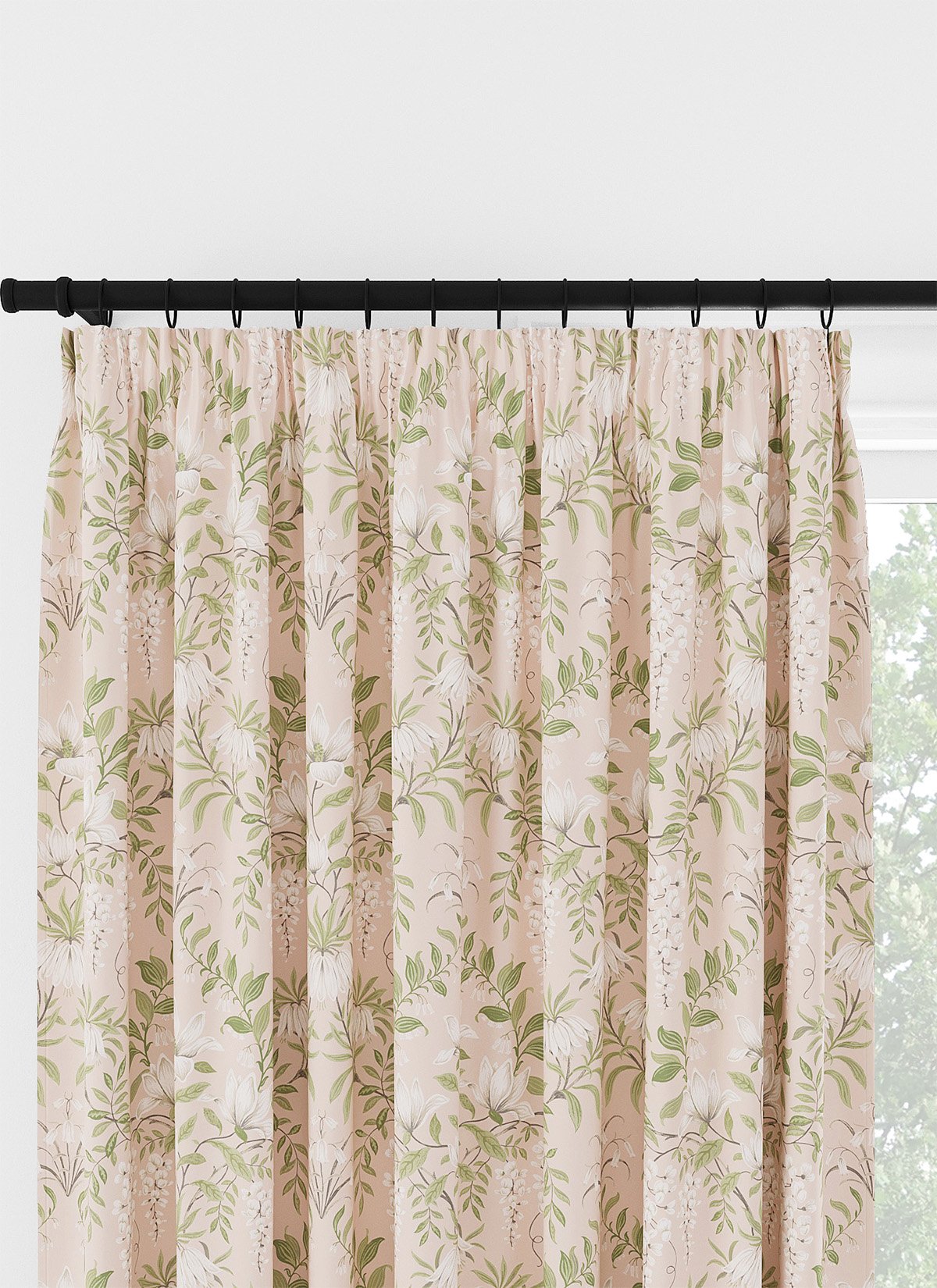 Laura Ashley Parterre Blush Pencil Pleat Curtain